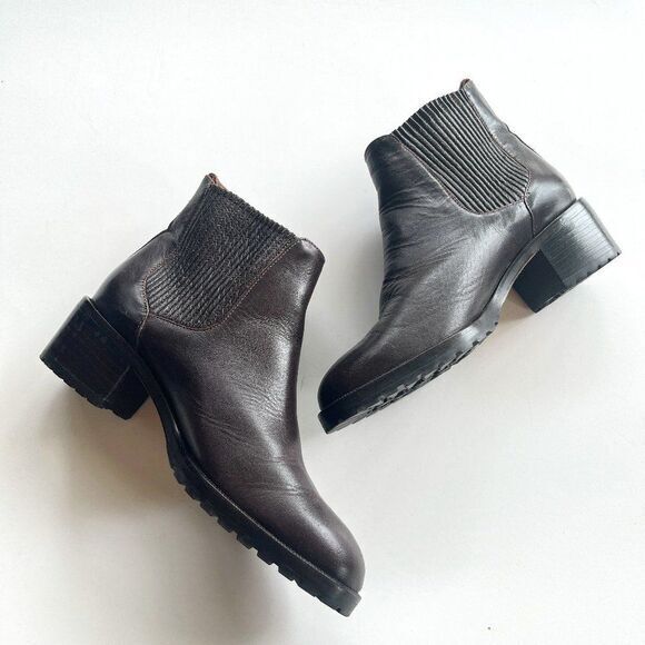 Cole Haan Dark Brown Leather Chunky Heeled Ankle‎ Riding Boots Womens Siz… - Picture 1 of 7